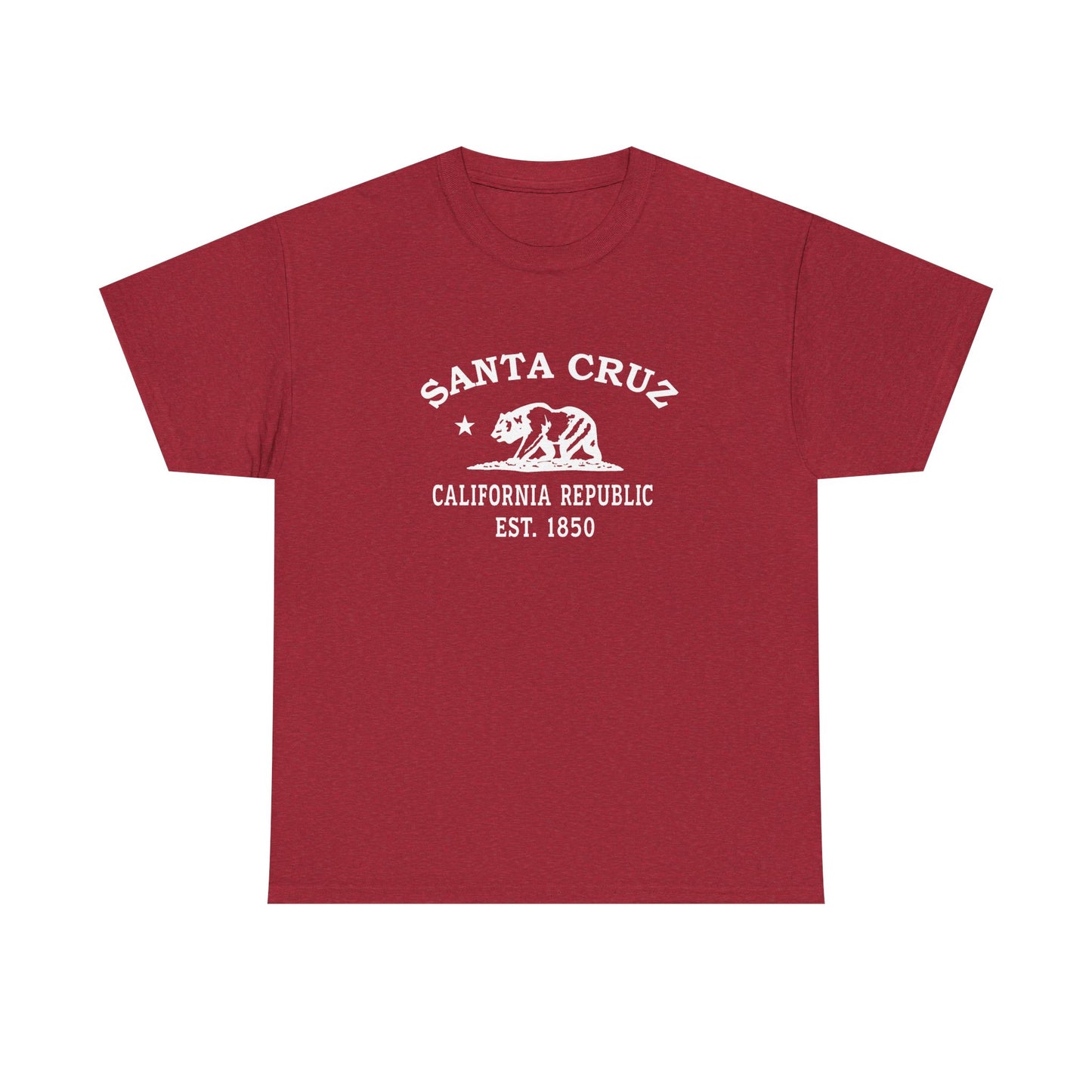 Santa Cruz California Vintage Retro Unisex Heavy Cotton Tee - White Logo
