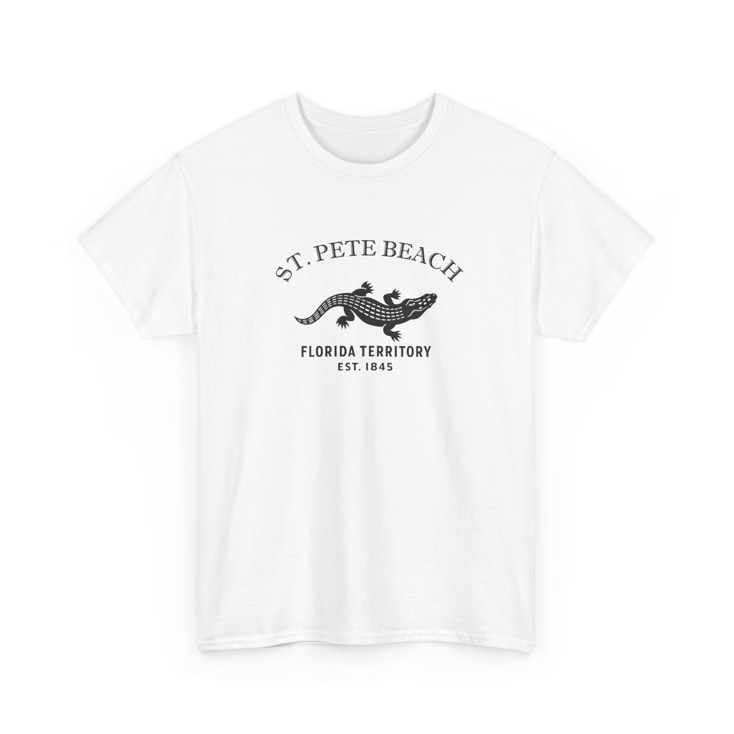 St Pete Beach Florida Vintage Retro Unisex Heavy Cotton Tee - Black Logo