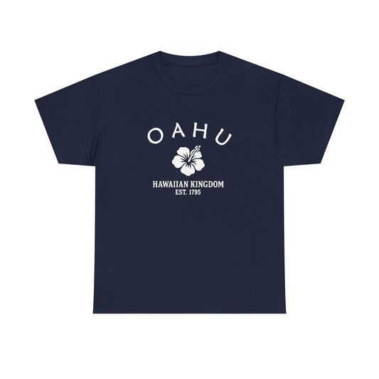 Oahu Hawaii Vintage Retro Unisex Heavy Cotton Tee - White Logo