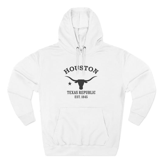 Houston Texas Vintage Retro Unisex Heavy Cotton Hoodie - Black Logo