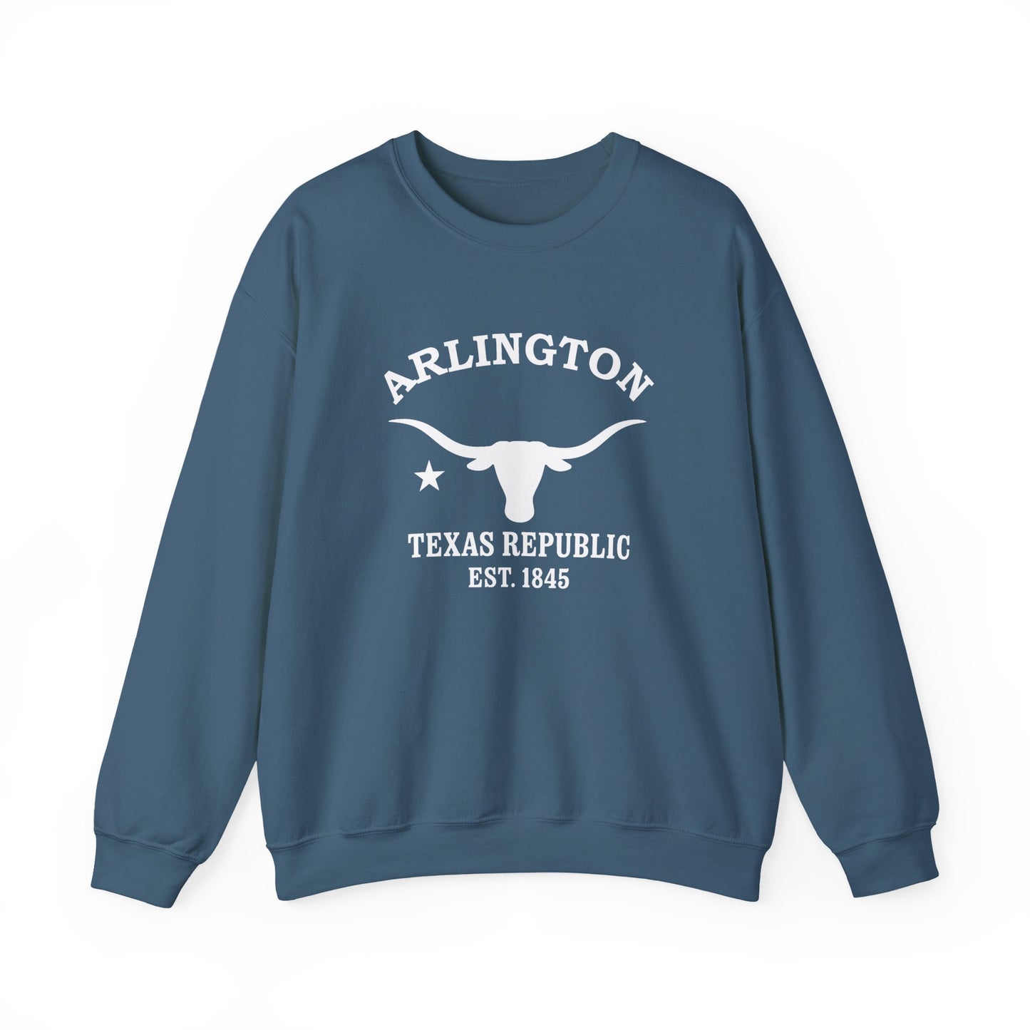 Arlington Texas Vintage Retro Unisex Heavy Crewneck Sweatshirt - White Logo