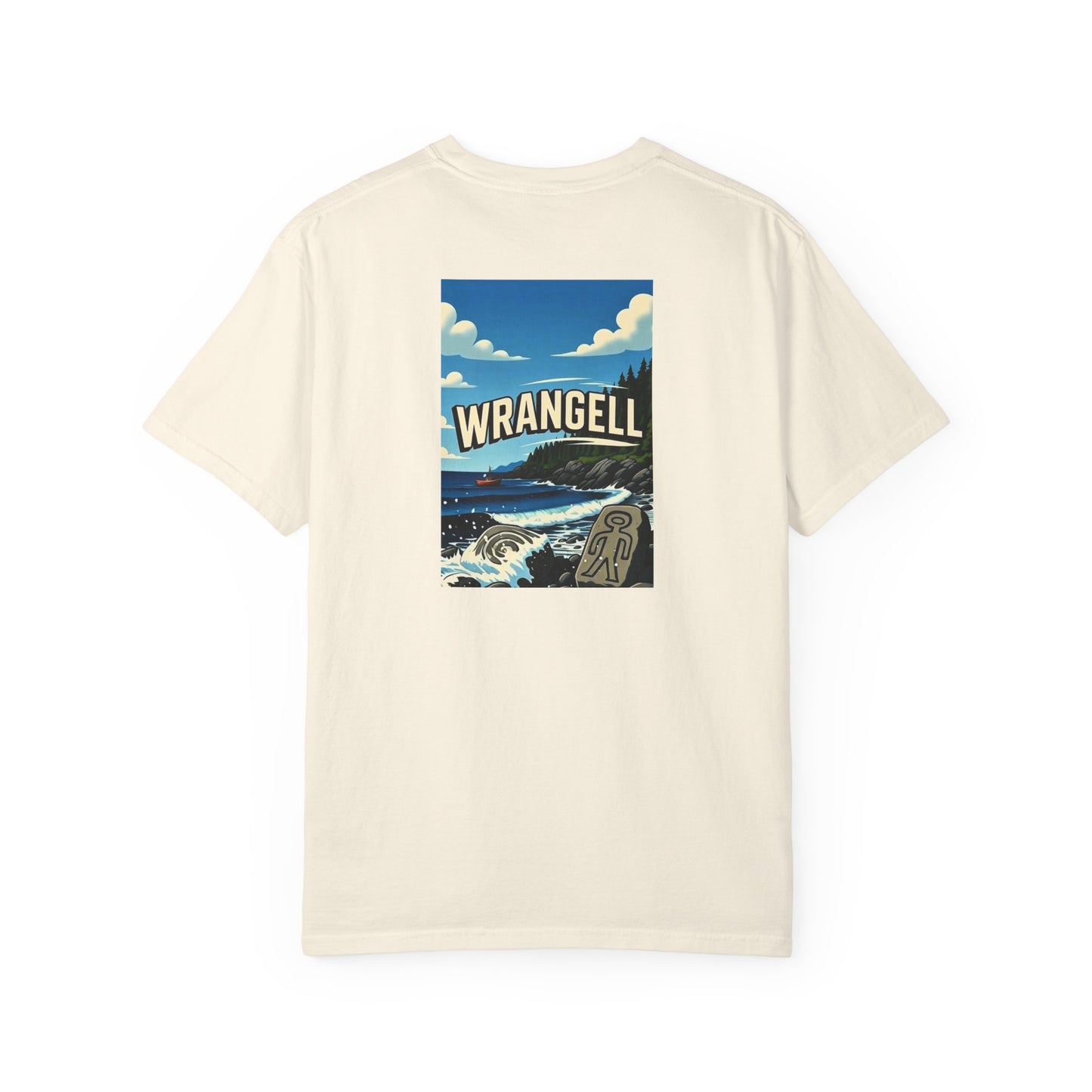 Wrangell Alaska Vintage Retro Back Printed Art Series Cotton Tee - Black Logo