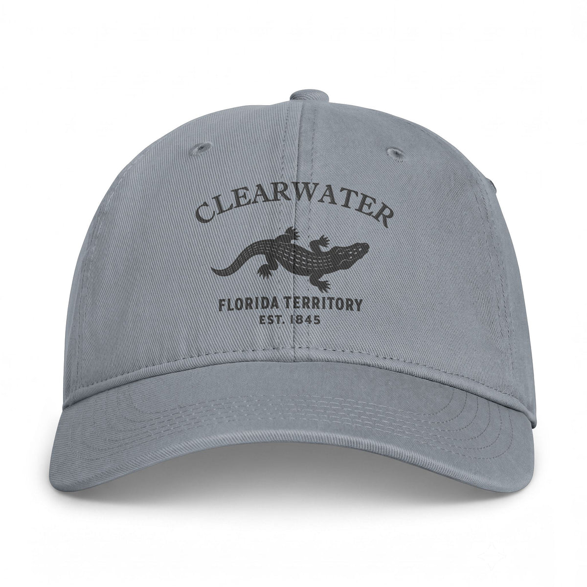Clearwater Florida Distressed Cotton Cap - Charcoal Print Logo