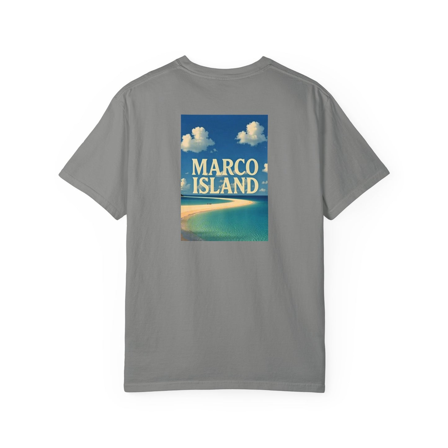 Marco Island Florida Vintage Retro Back Printed Art Series Cotton Tee - Black Logo