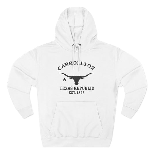 Carrollton Texas Vintage Retro Unisex Heavy Cotton Hoodie - Black Logo