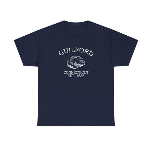 Guilford Connecticut Vintage Retro Unisex Heavy Cotton Tee - White Logo