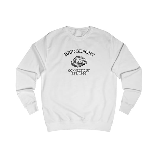Bridgeport Connecticut Vintage Retro Premium Crewneck Sweatshirt - Black Logo - Arctic White
