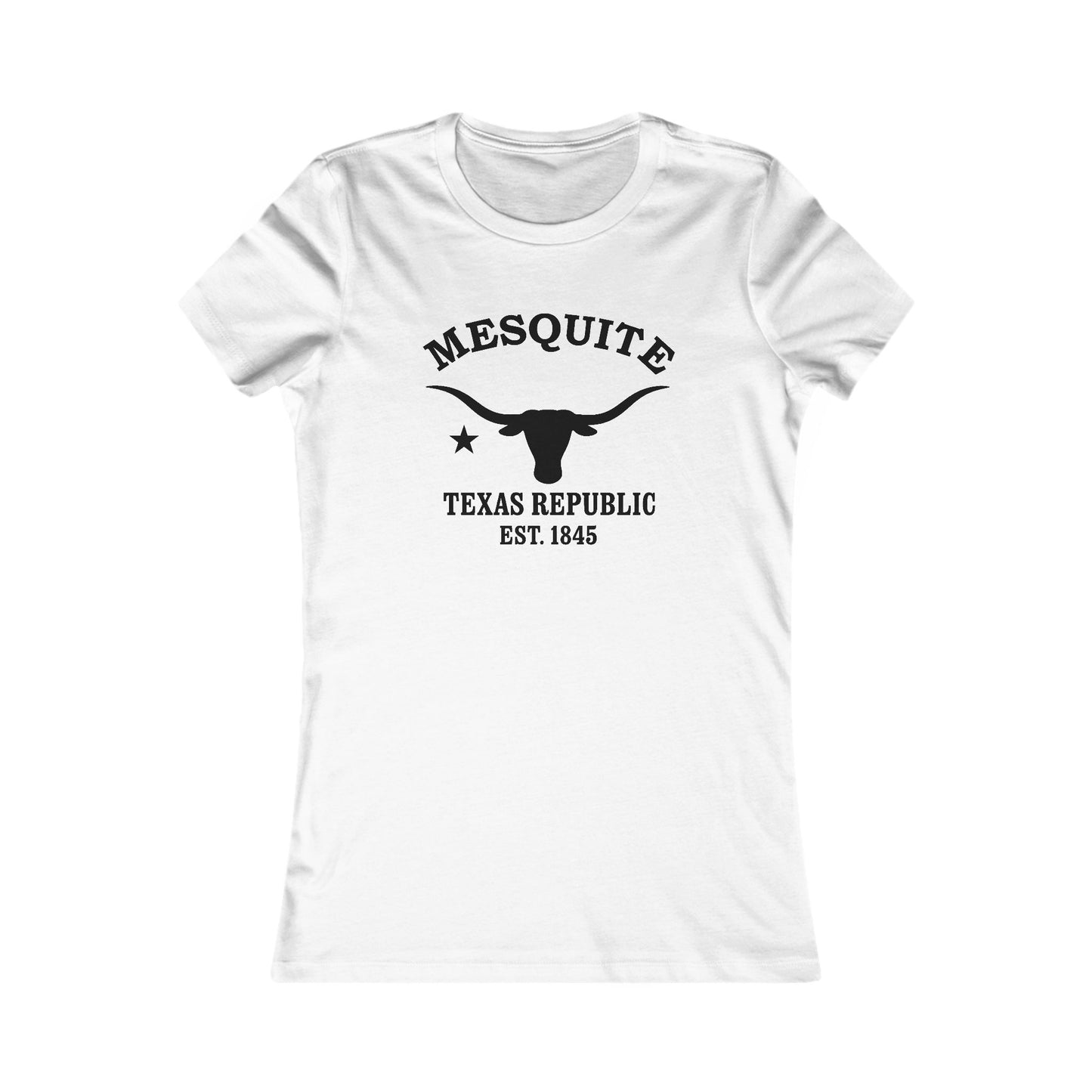 Mesquite Texas Vintage Retro Womens Fitted Ringspun Cotton Tee - Black Logo