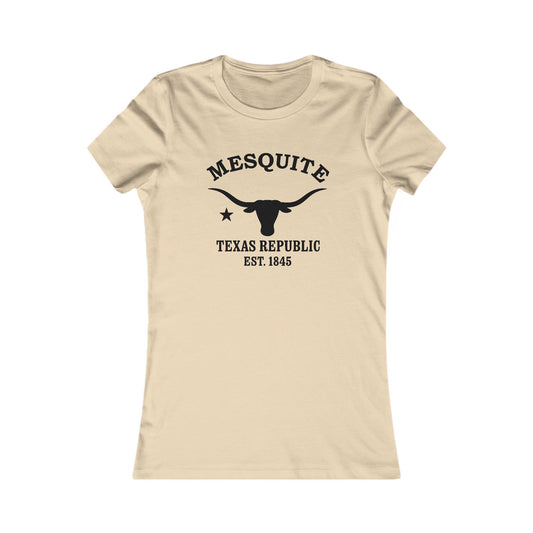 Mesquite Texas Vintage Retro Womens Fitted Ringspun Cotton Tee - Black Logo