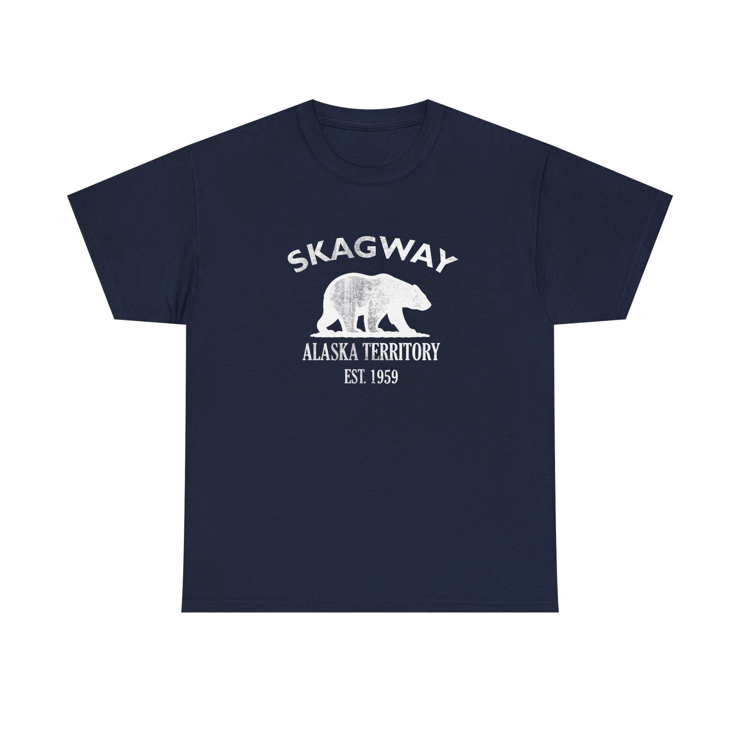 Skagway Alaska Vintage Retro Unisex Heavy Cotton Tee - White Logo