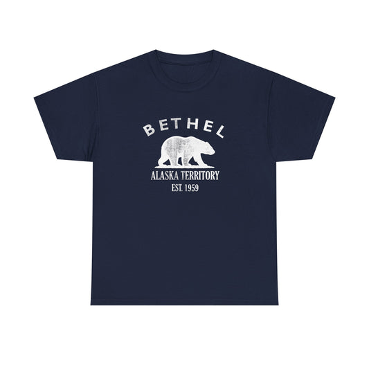 Bethel Alaska Vintage Retro Unisex Heavy Cotton Tee - White Logo