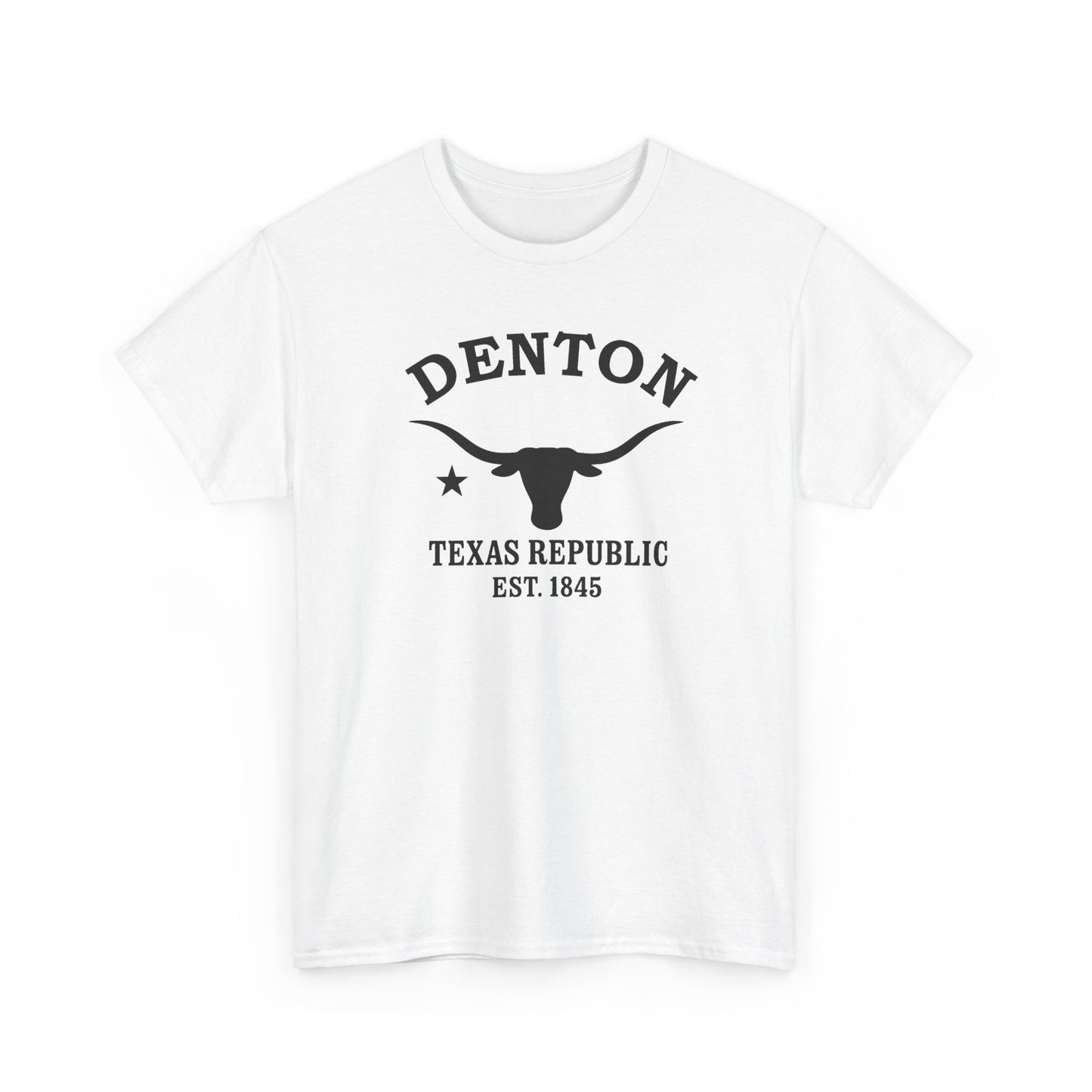 Denton Texas Vintage Retro Unisex Heavy Cotton Tee - Black Logo