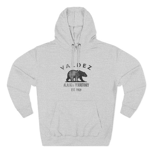 Valdez Alaska Vintage Retro Unisex Heavy Cotton Hoodie - Black Logo