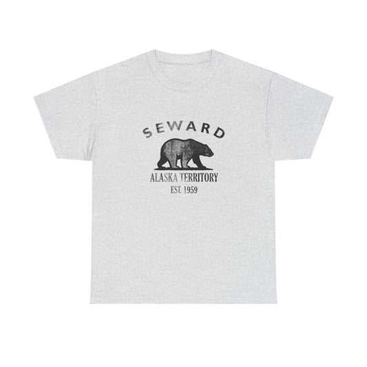 Seward Alaska Vintage Retro Unisex Heavy Cotton Tee - Black Logo