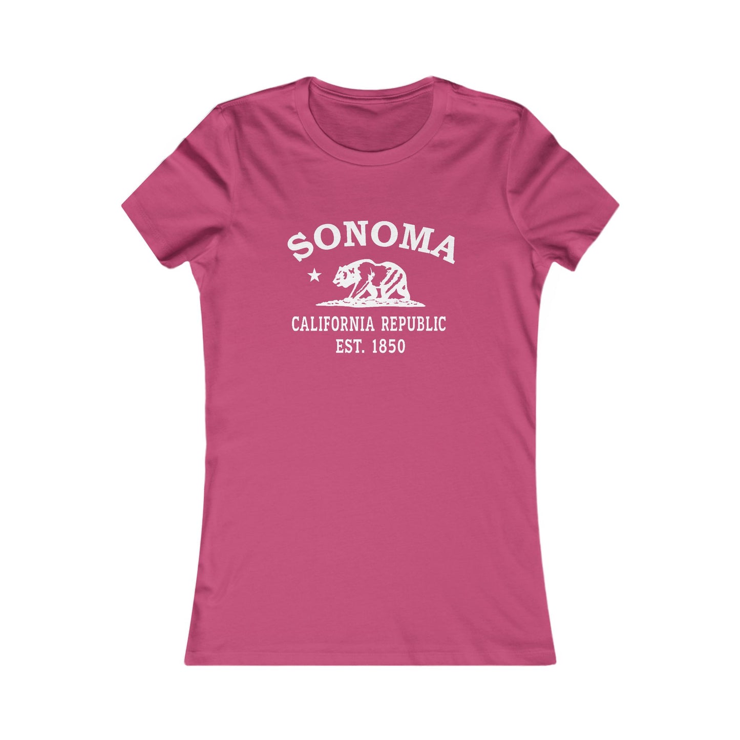 Sonoma California Vintage Retro Womens Fitted Ringspun Cotton Tee - White Logo