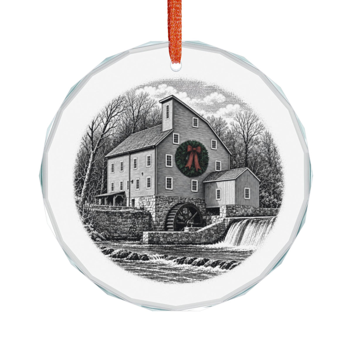 Clinton New Jersey Holiday Ornament — The Mill That Was Black, Then White, Then Red