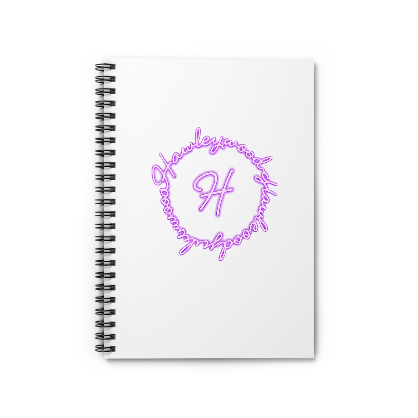 Hawleywood Vintage Retro Spiral Ruled Journal - Purple Neon Lace Logo