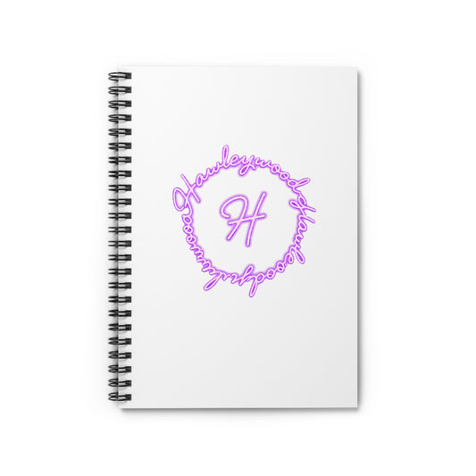 Hawleywood Vintage Retro Spiral Ruled Journal - Purple Neon Lace Logo