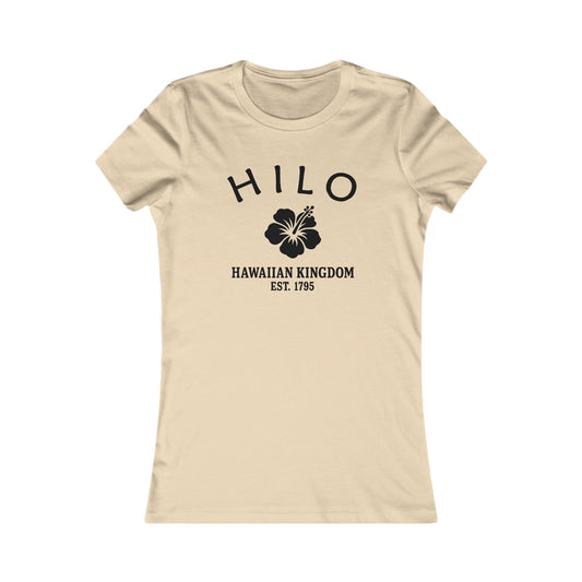 Hilo Hawaii Vintage Retro Womens Fitted Ringspun Cotton Tee - Black Logo