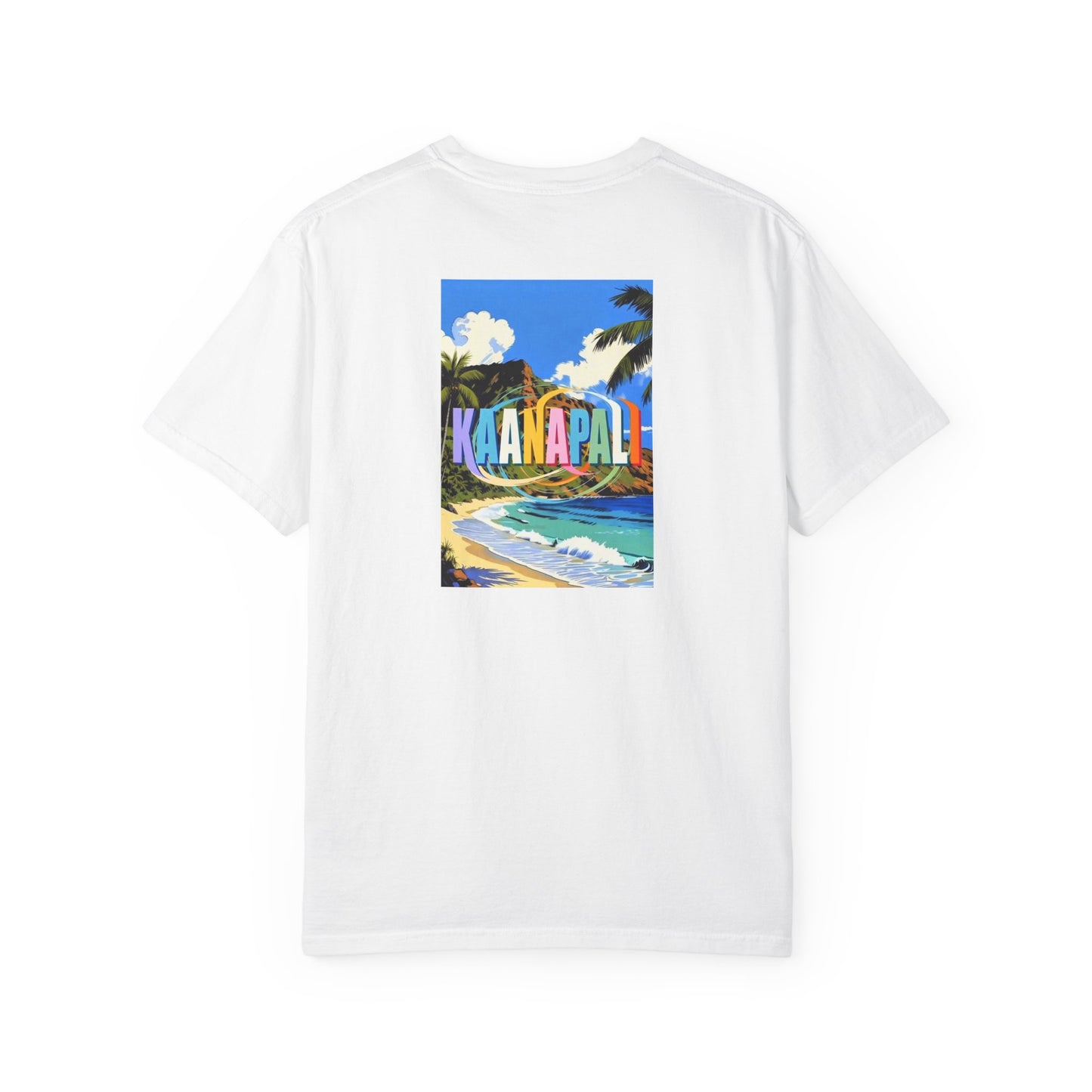 Kaanapali Hawaii Vintage Retro Back Printed Art Series Cotton Tee - Black Logo