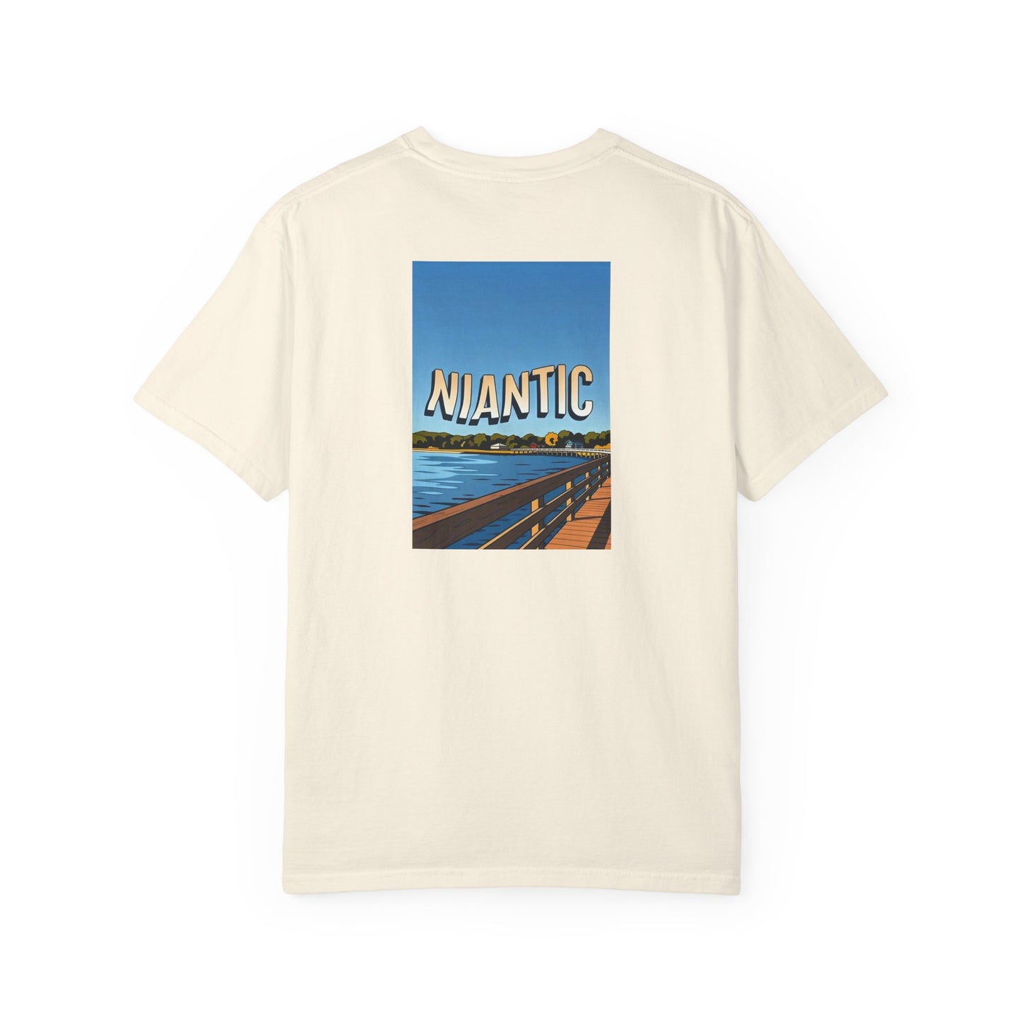 Niantic Connecticut Vintage Retro Back Printed Art Series Cotton Tee - Black Logo