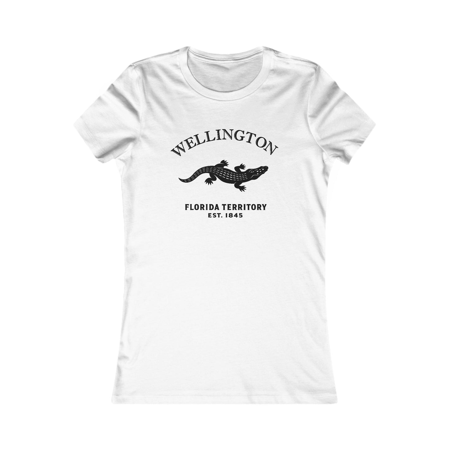 Wellington Florida Ringspun Cotton Fitted Vintage Retro Womens Tee - Black Logo