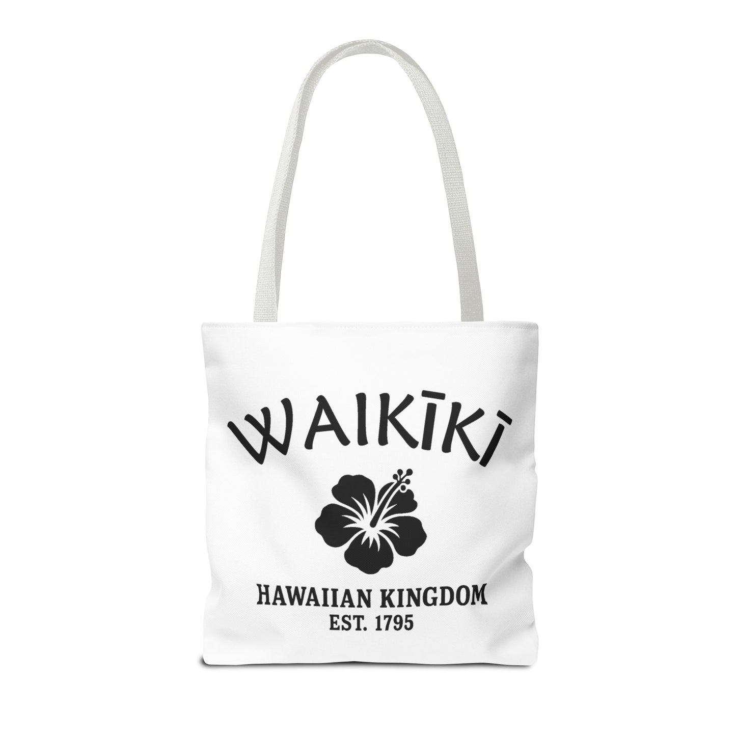 Waikiki Hawaii Vintage Retro Light Canvas Tote - Black Logo