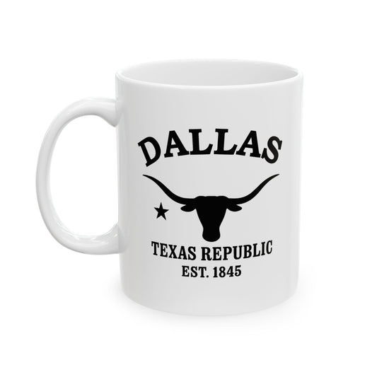 Dallas Texas Vintage Retro Ceramic Mug - Black Logo