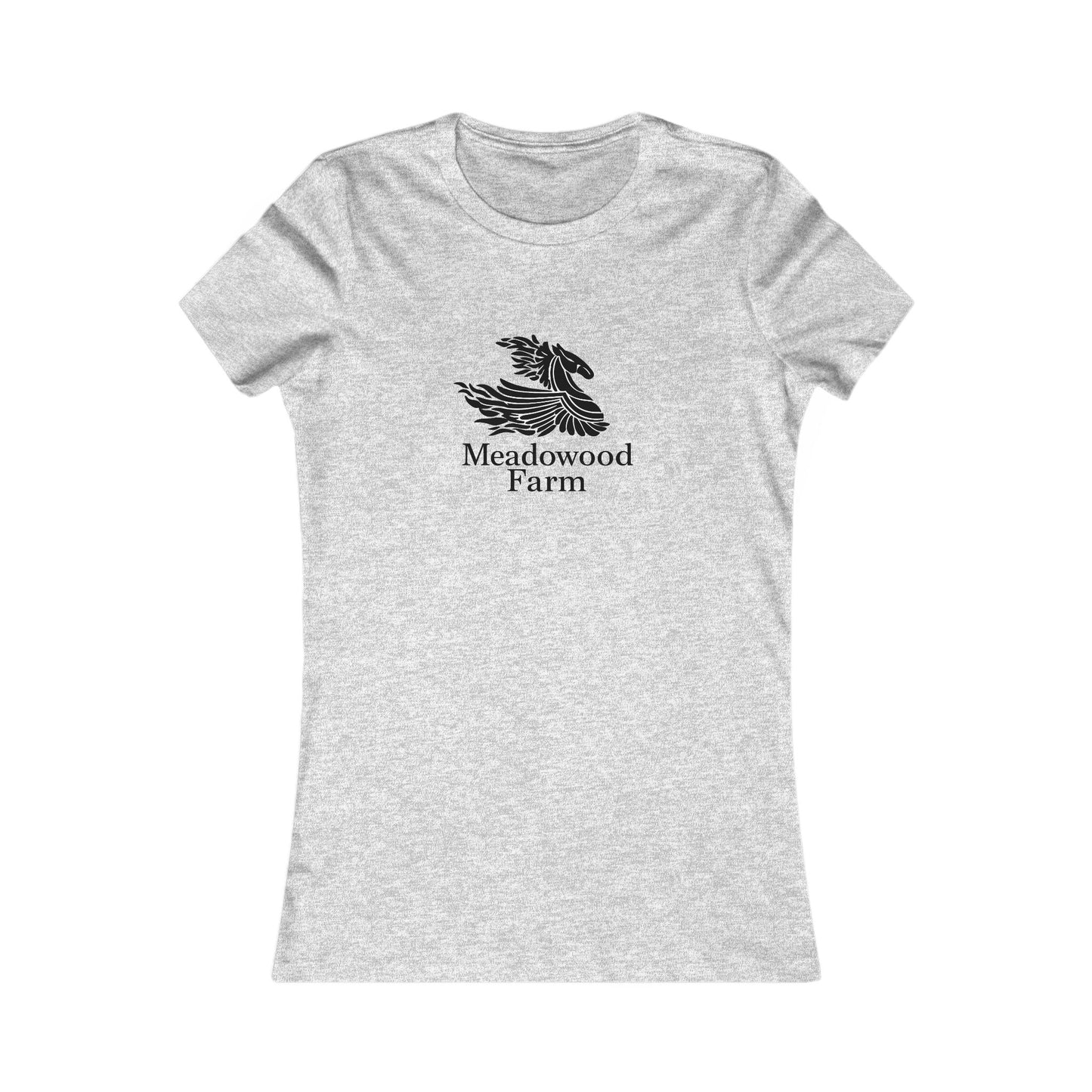 Meadowood Farm Ringspun Cotton Fitted Vintage Retro Womens Tee - Black Farm Logo