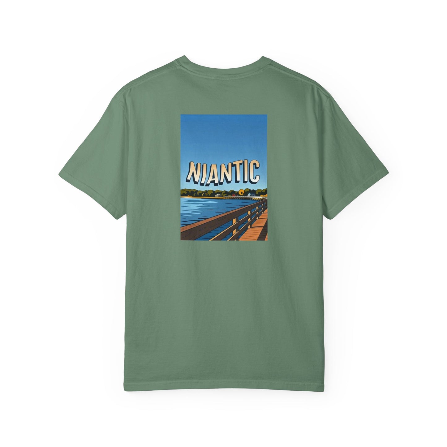Niantic Connecticut Vintage Retro Back Printed Art Series Cotton Tee - Black Logo
