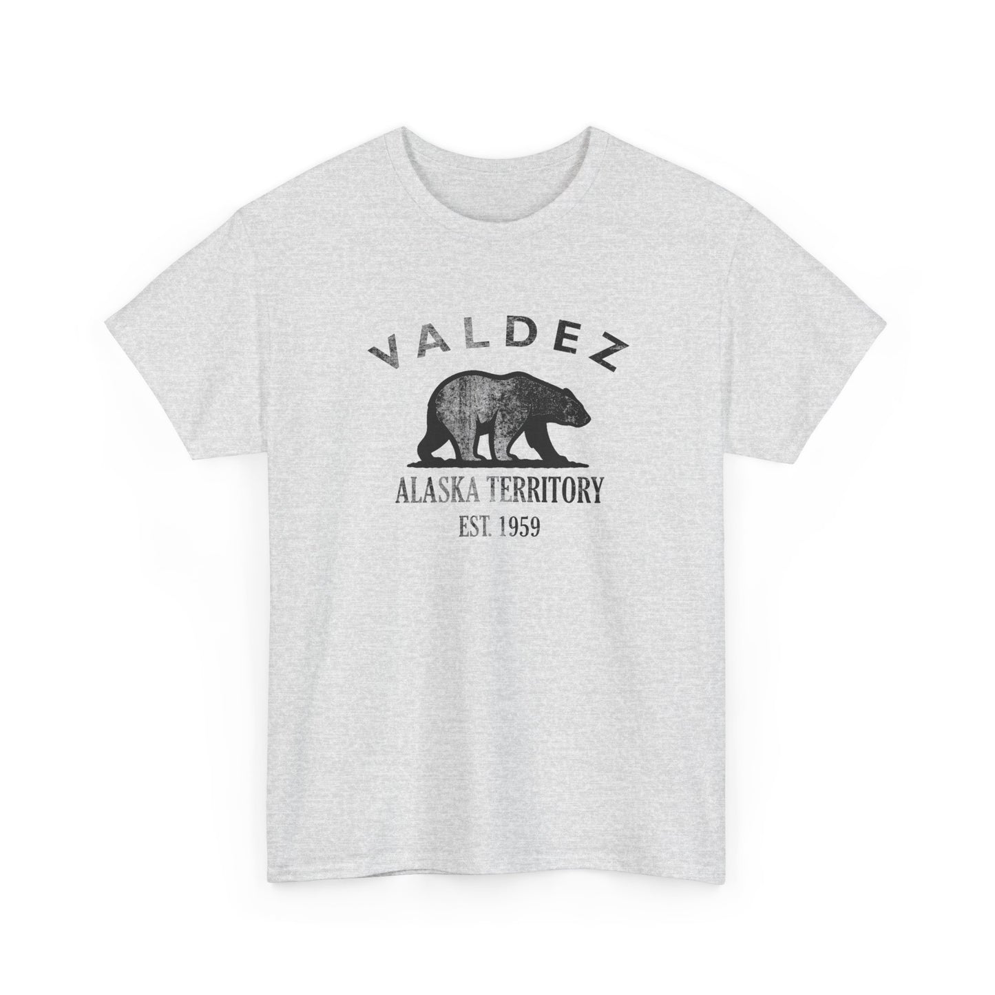 Valdez Alaska Vintage Retro Unisex Heavy Cotton Tee - Black Logo