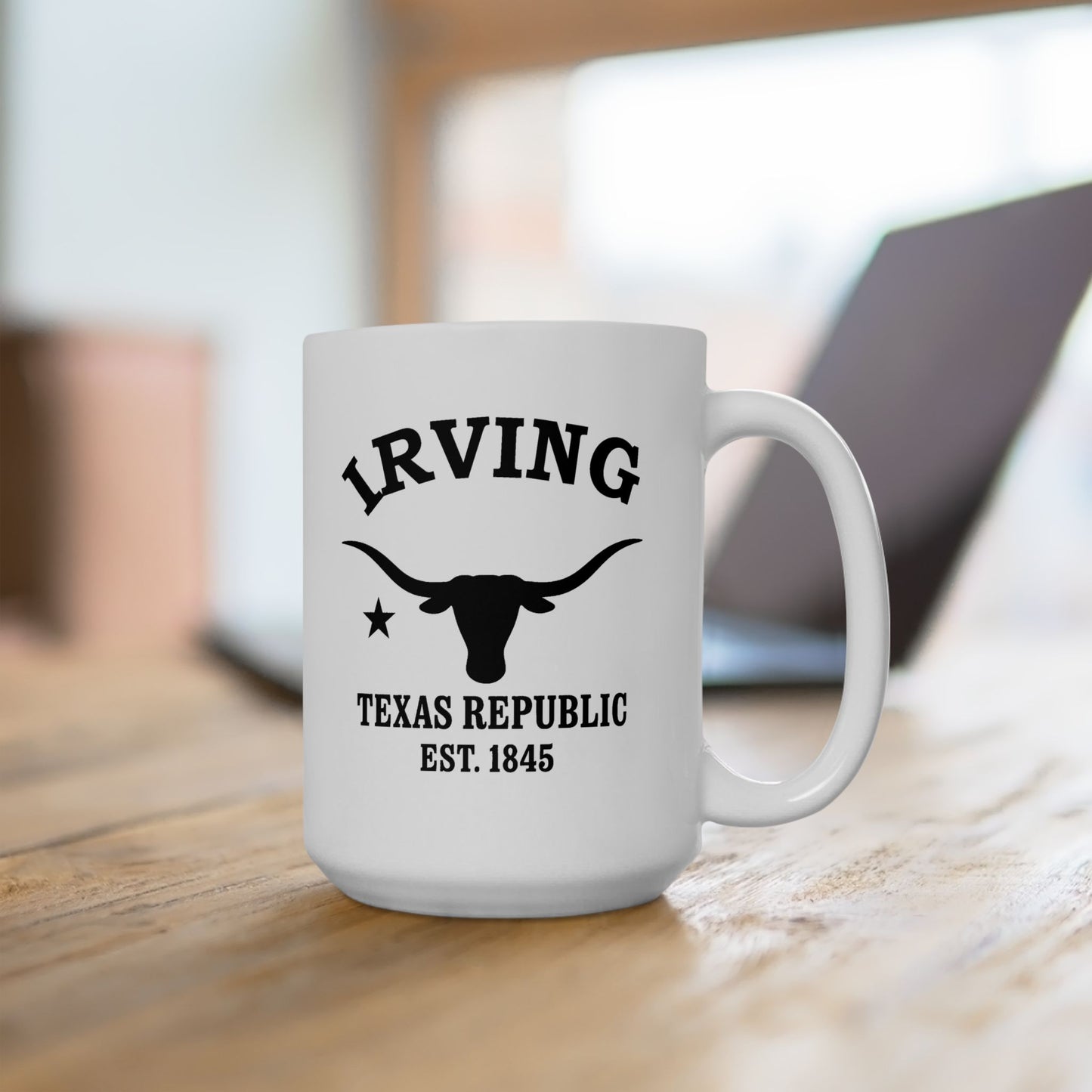 Irving Texas Vintage Retro Ceramic Mug - Black Logo