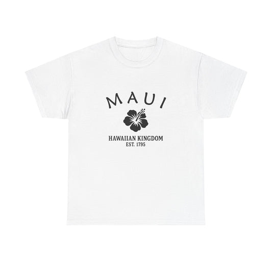 Maui Hawaii Vintage Retro Unisex Heavy Cotton Tee - Black Logo