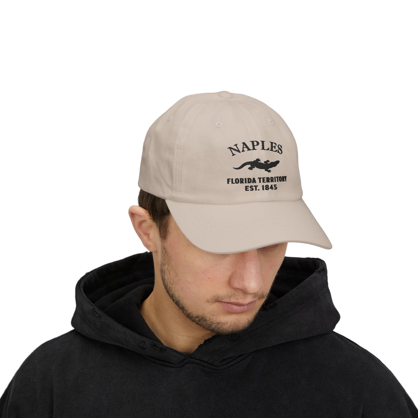Naples Florida Classic Embroidered Vintage Retro Cotton Cap - Black Logo