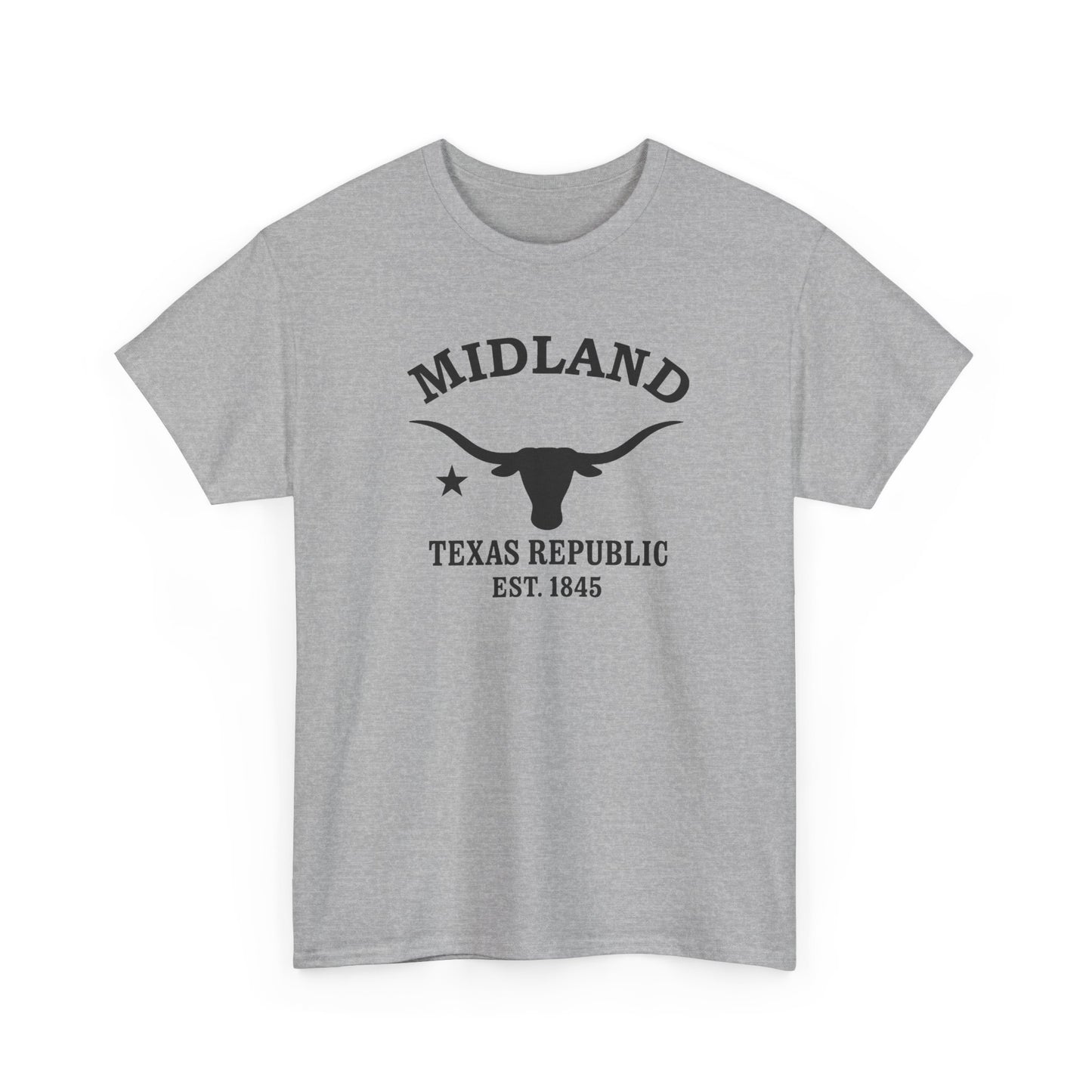 Midland Texas Vintage Retro Unisex Heavy Cotton Tee - Black Logo