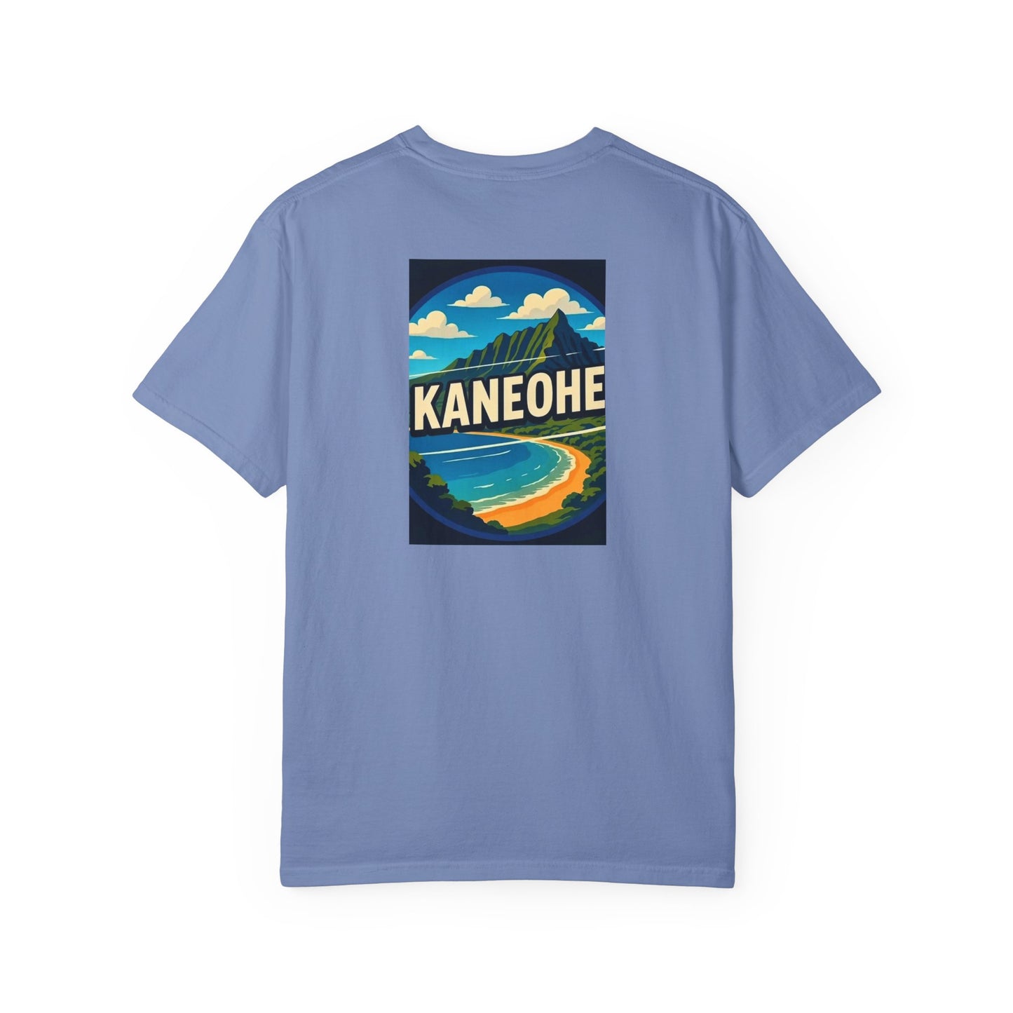 Kaneohe Hawaii Vintage Retro Back Printed Art Series Cotton Tee - Black Logo