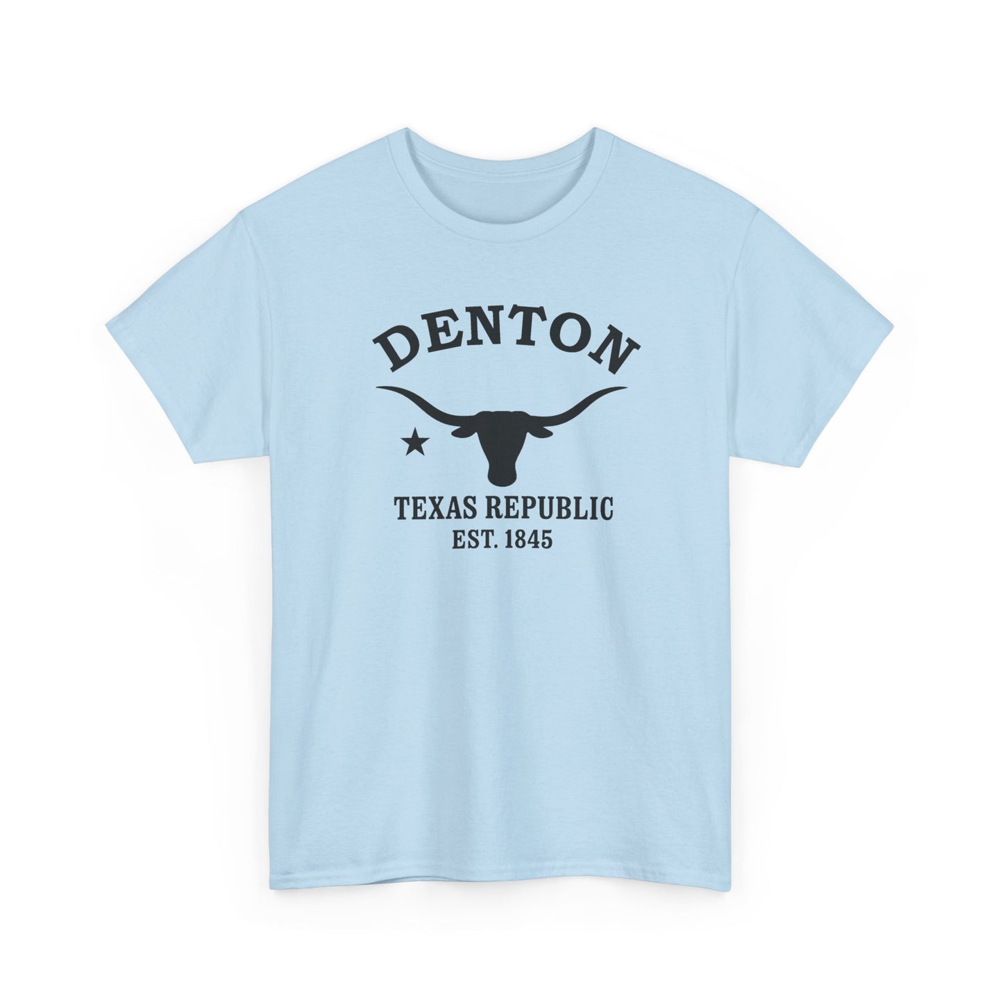 Denton Texas Vintage Retro Unisex Heavy Cotton Tee - Black Logo