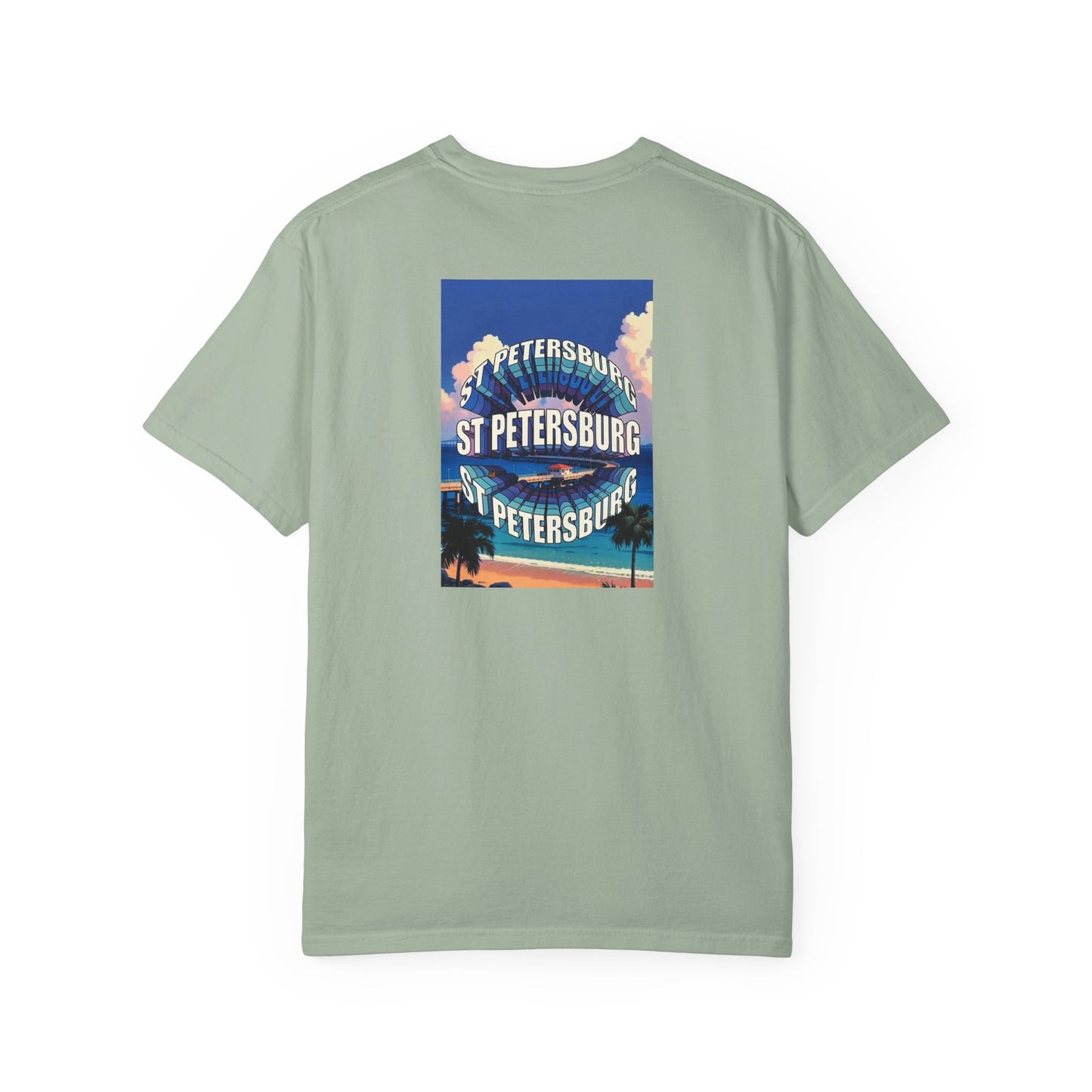 St Petersburg Florida Vintage Retro Back Printed Art Series Cotton Tee - Black Logo