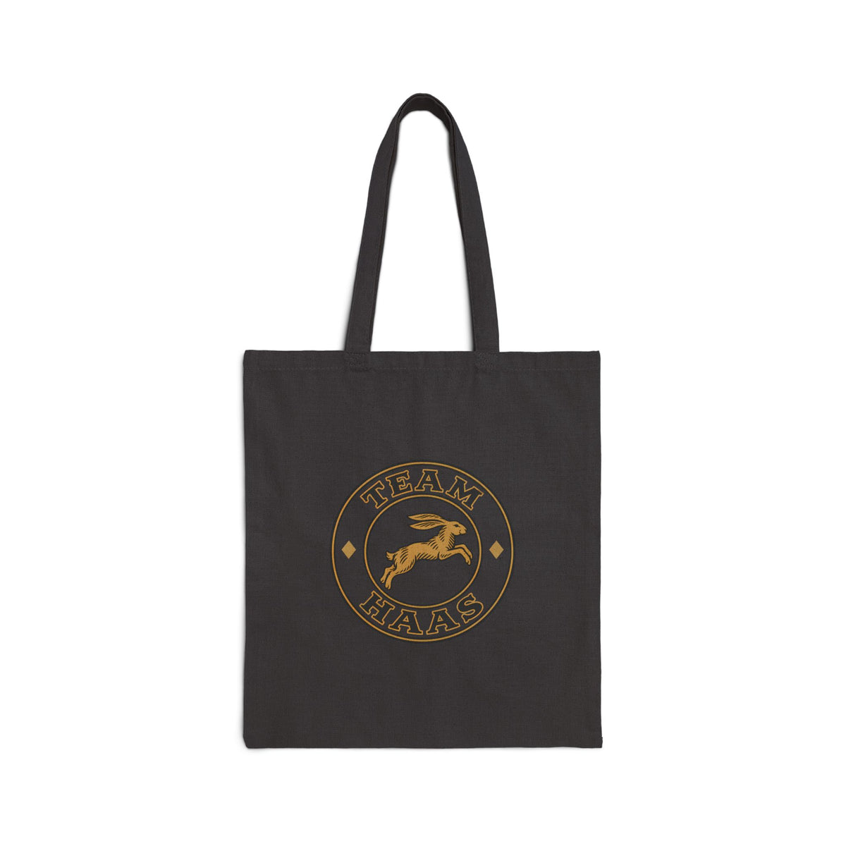 Black Team Haas Market Tote, Leaping Hare Badge on Cotton Canvas