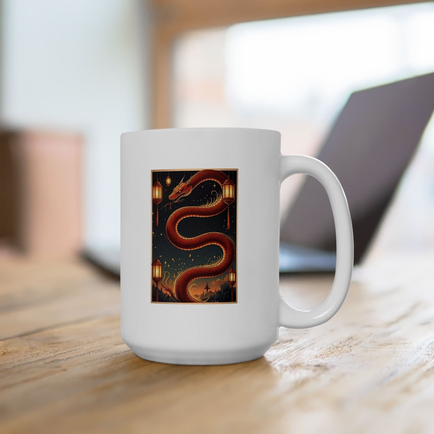 Zodiac Year of the Snake (2025+) Vintage Retro Art Series Ceramic Mug - Combo Logo