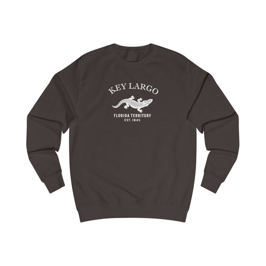 Key Largo Florida Vintage Retro Premium Crewneck Sweatshirt - White Logo - Bottle Green