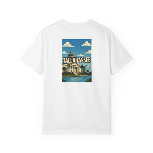 Tallahassee Florida Vintage Retro Back Printed Art Series Cotton Tee - Black Logo