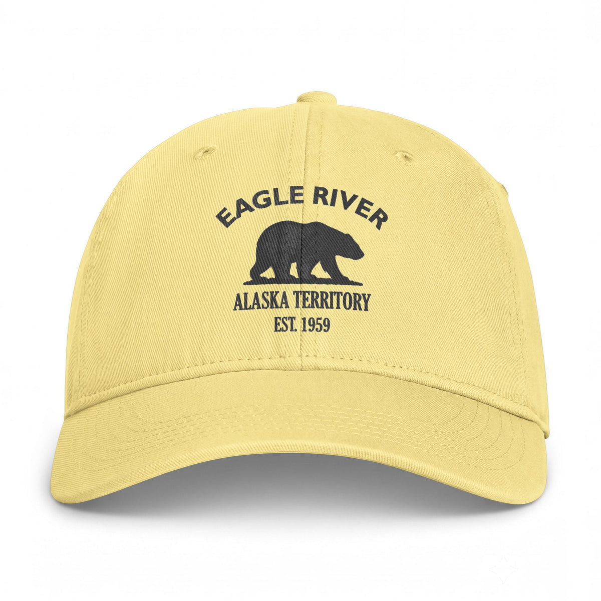 Eagle River Alaska Distressed Cotton Cap - Charcoal Print Logo