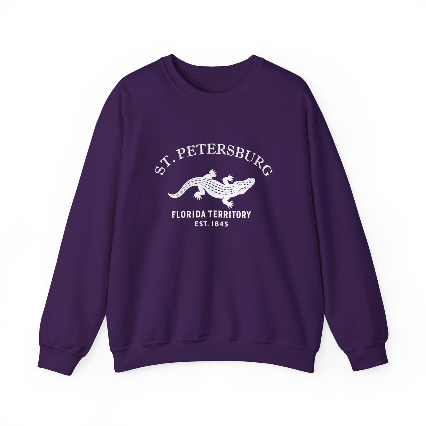 St Petersburg Florida Vintage Retro Unisex Heavy Crewneck Sweatshirt - White Logo