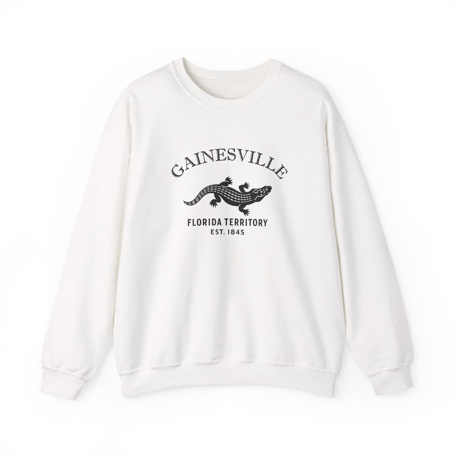 Gainesville Florida Vintage Retro Unisex Heavy Crewneck Sweatshirt - Black Logo