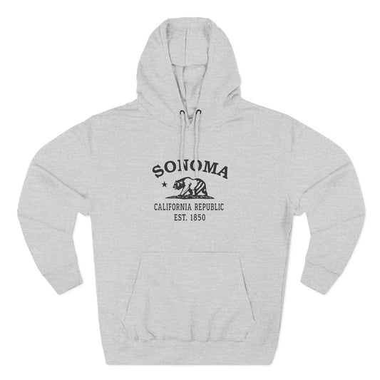 Sonoma California Vintage Retro Unisex Heavy Cotton Hoodie - Black Logo