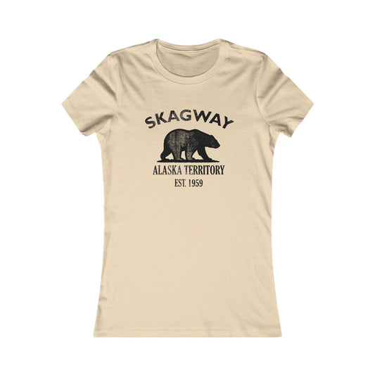 Skagway Alaska Vintage Retro Womens Fitted Ringspun Cotton Tee - Black Logo