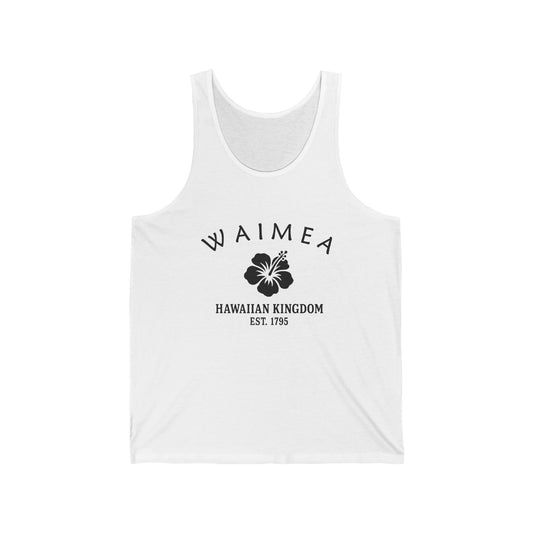 Waimea Hawaii Unisex Cotton Jersey Tank Top - Black Logo