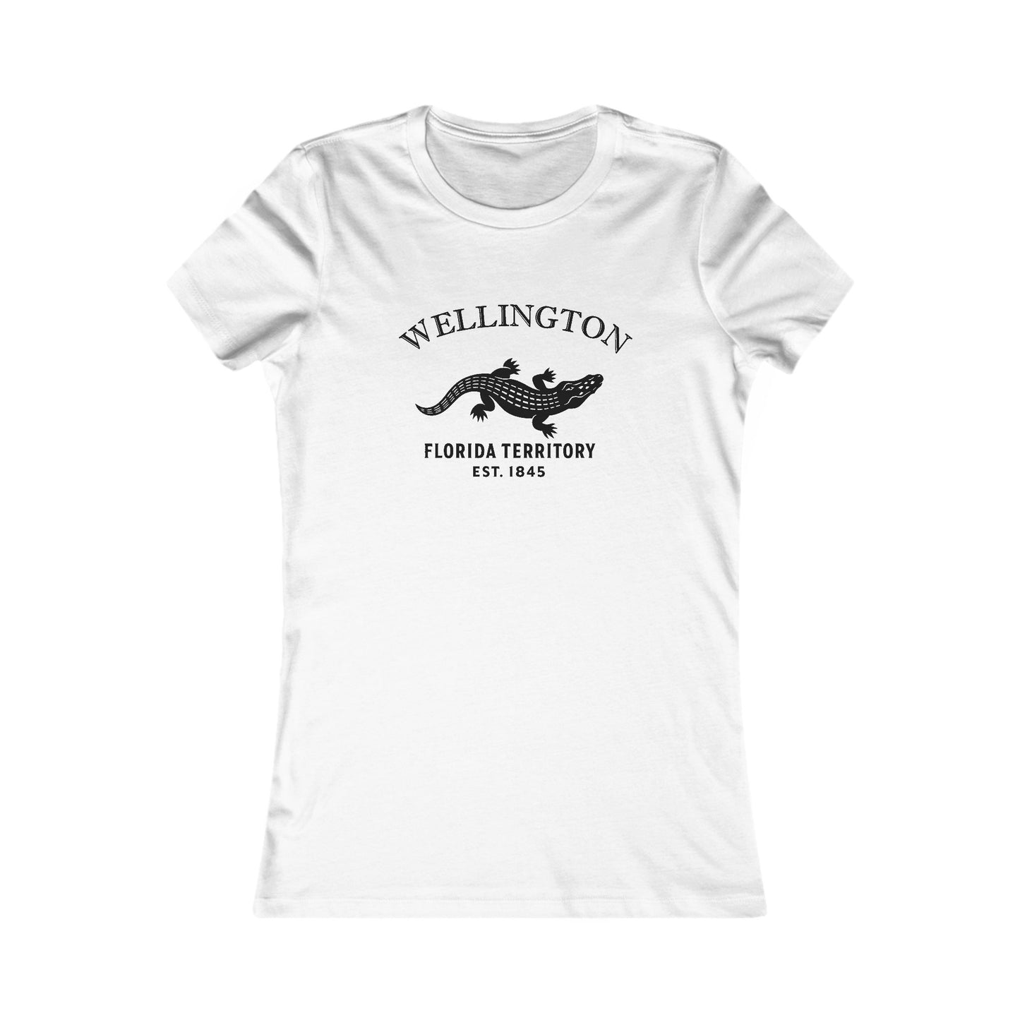 Wellington Florida Vintage Retro Womens Fitted Ringspun Cotton Tee - Black Logo