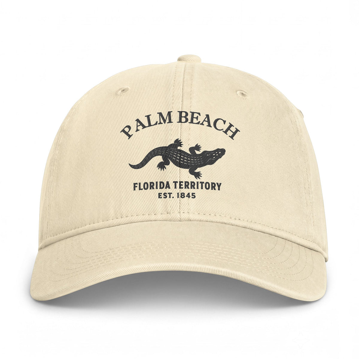 Palm Beach Florida Distressed Cotton Cap - Charcoal Print Logo